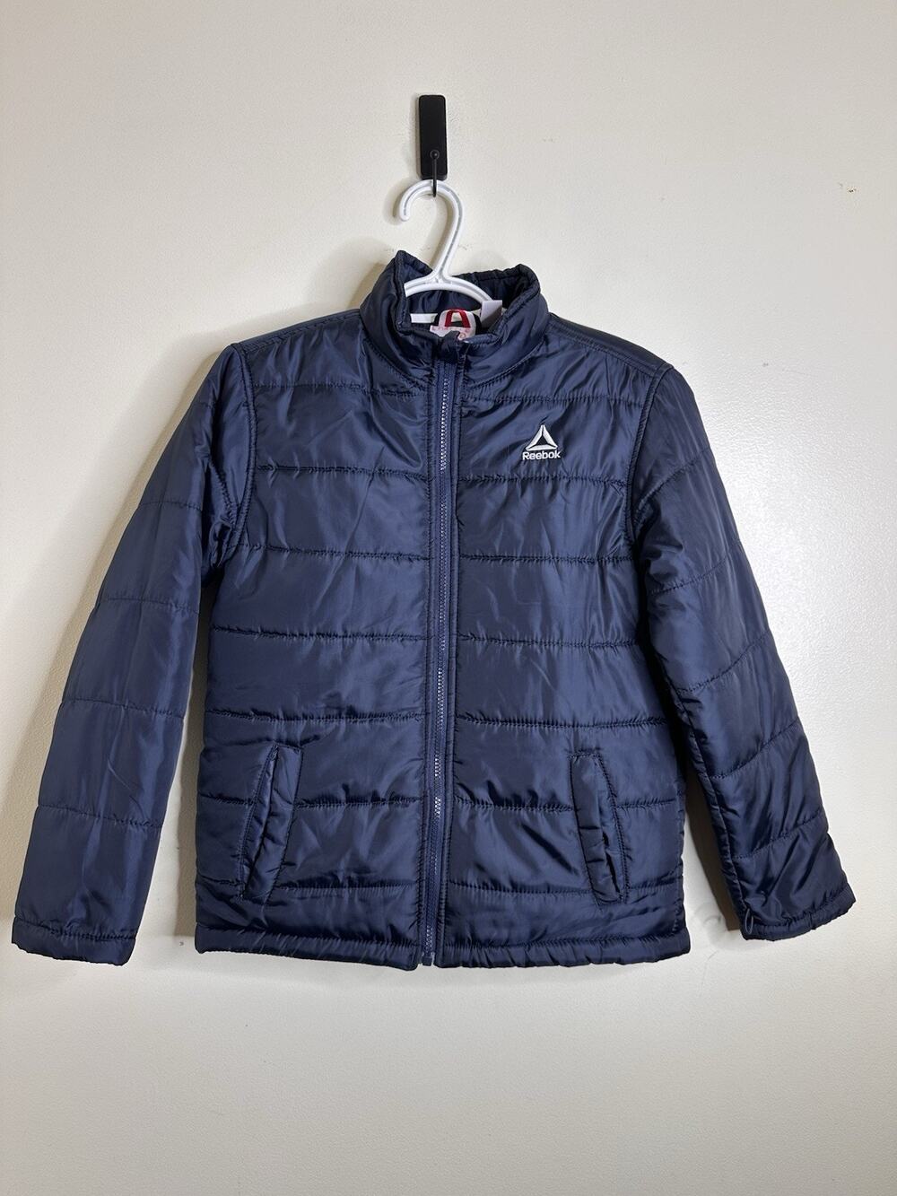 Reebok Boys Size 10/12 Navy Blue Puffer Winter Jacket No Hood